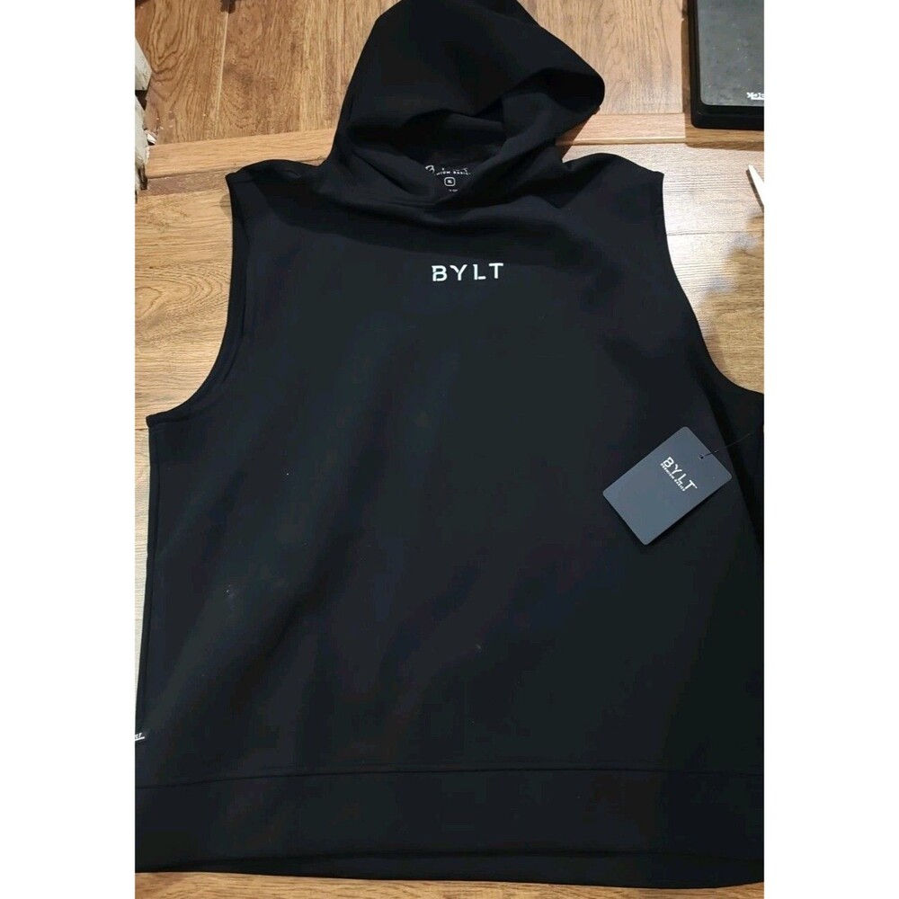 NWT BYLT Roamknit Hooded Tank Mens XL Black Stretch Athletic Comfort Gym